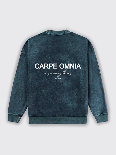 Definition 2.0 Sweatshirt Petrol Blue Acid Wash